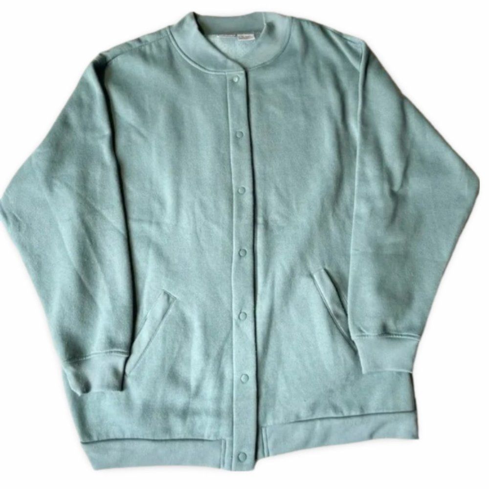 Blair Buttoned Bomber Teal Fleece Jacket