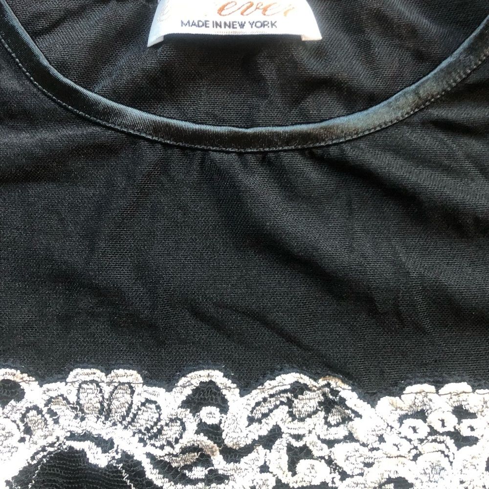 Ever Short Sleeve Black Lace Across Shirt Top