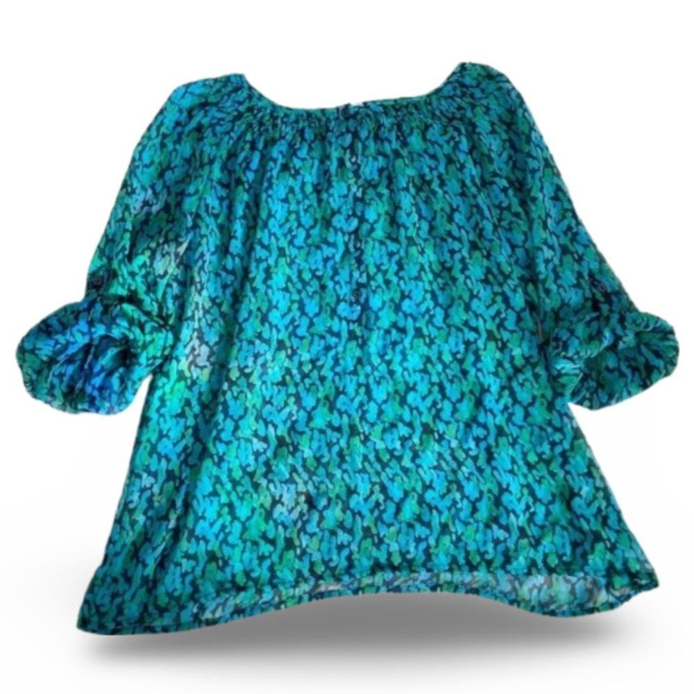 Croft and Barrow Blue Flowy Blouse Top