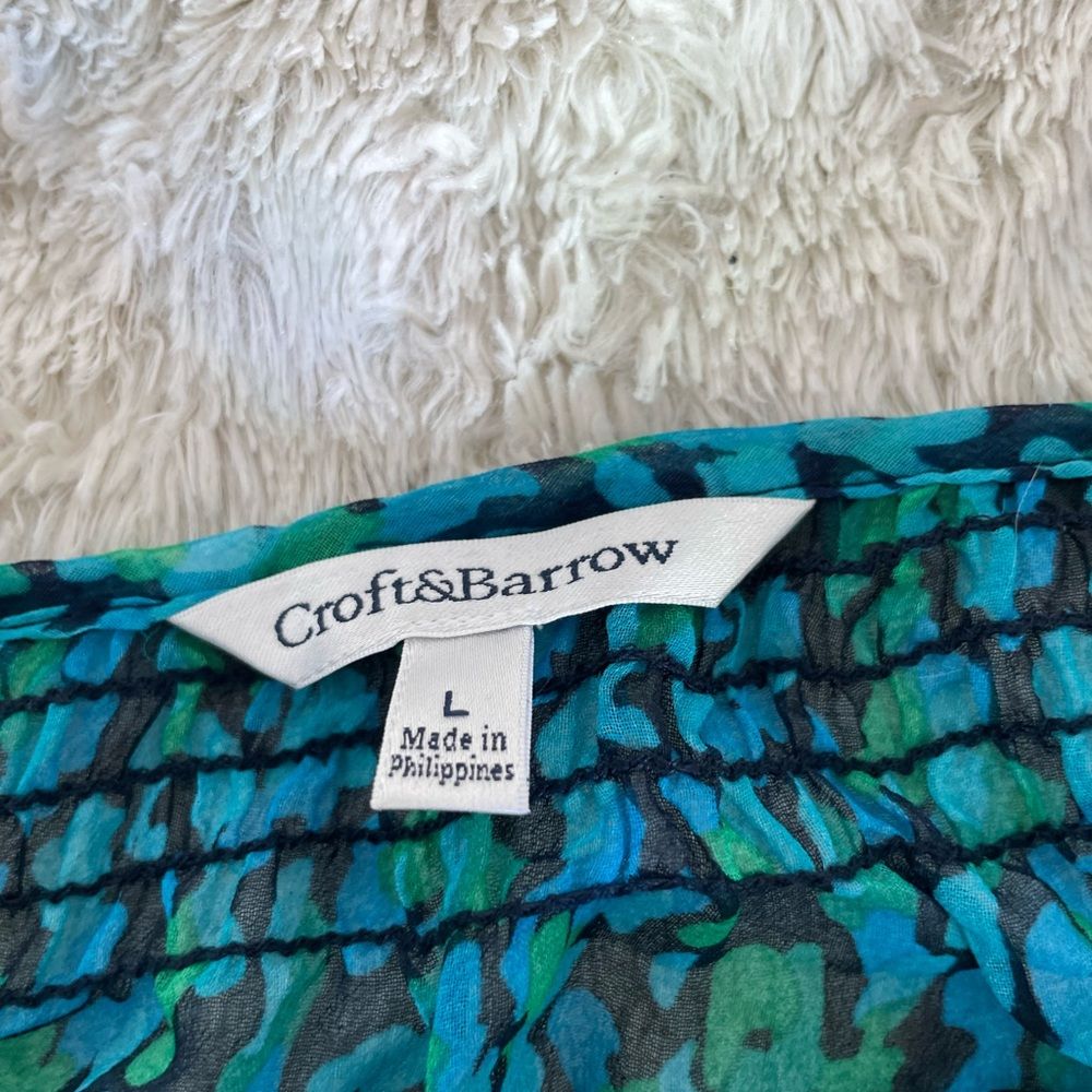 Croft and Barrow Blue Flowy Blouse Top