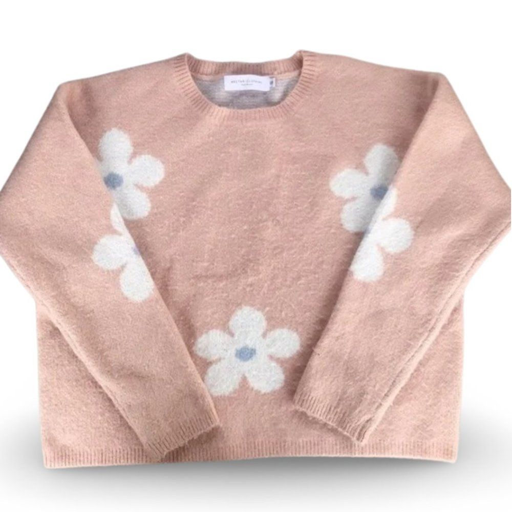 Nectar Clothing Pink Flower Patterned Sweater