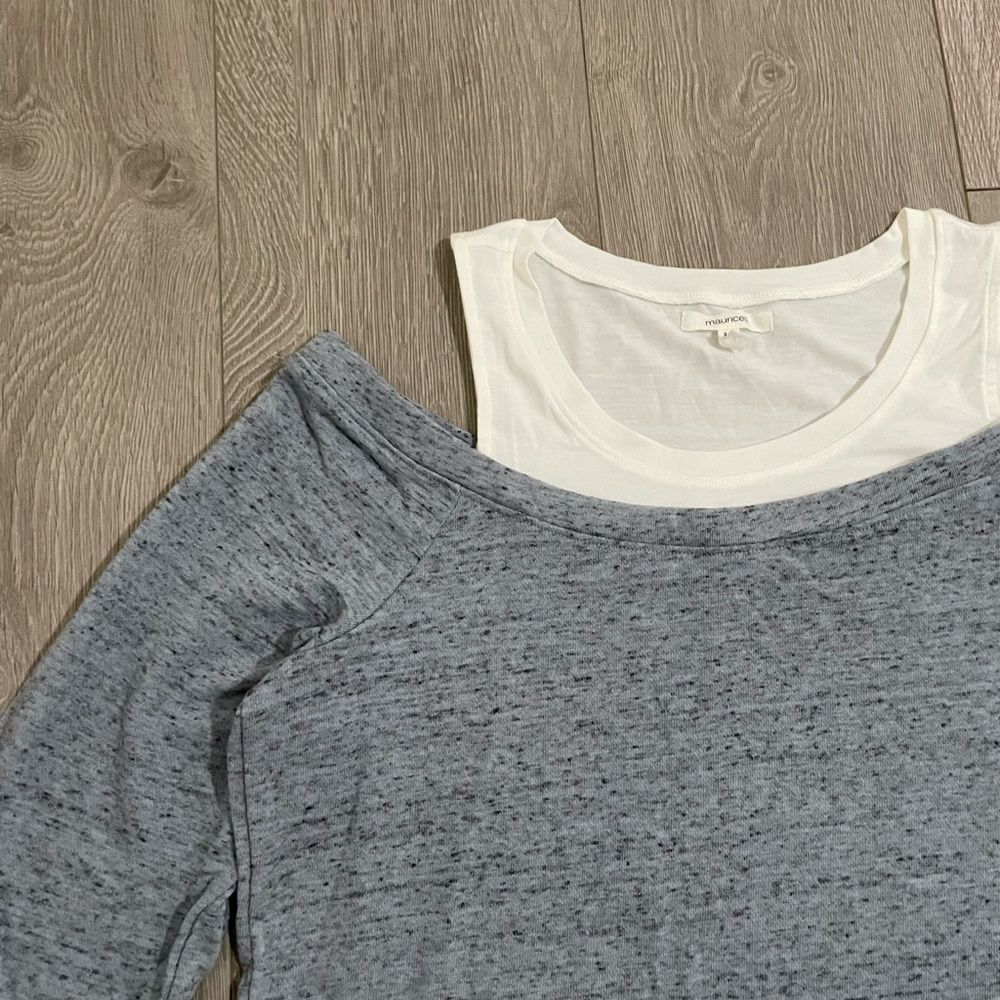 Maurices Grey Cold Shoulder Long Sleeve Sweatshirt