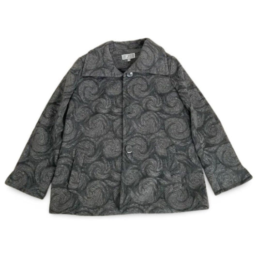 JM Collection Dark Grey Floral Coat Jacket