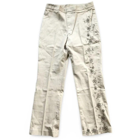 Harris Wallace Tan Casual Flowery Detailed Casual Pants