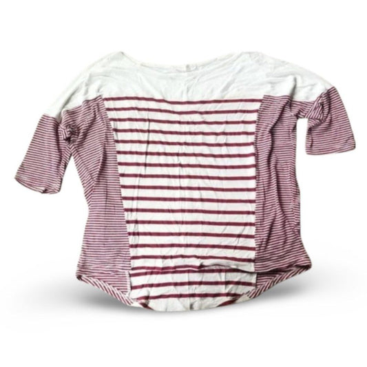 Lush Slouched White and Burgundy Striped Top