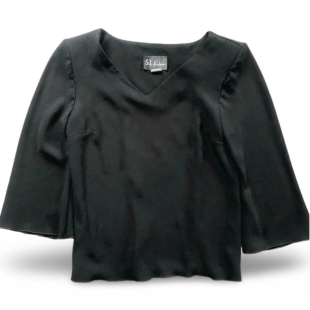 SL Fashion Vintage Black Blouse Shirt Top