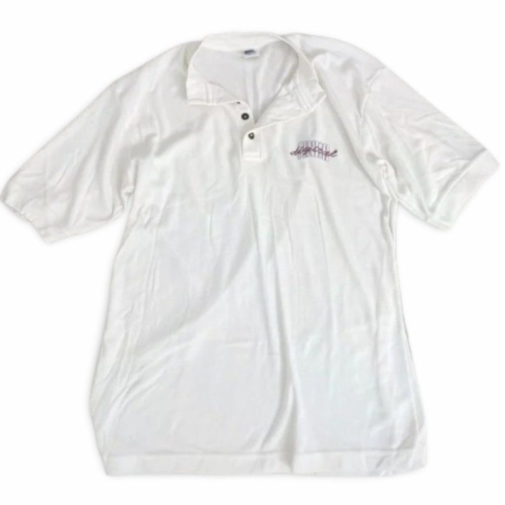 Finish Digital White Buttoned Front Short Sleeve Polo Shirt