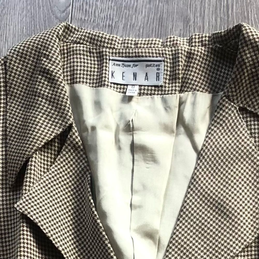 Kenar Vintage Brown Checkered Cropped Blazer