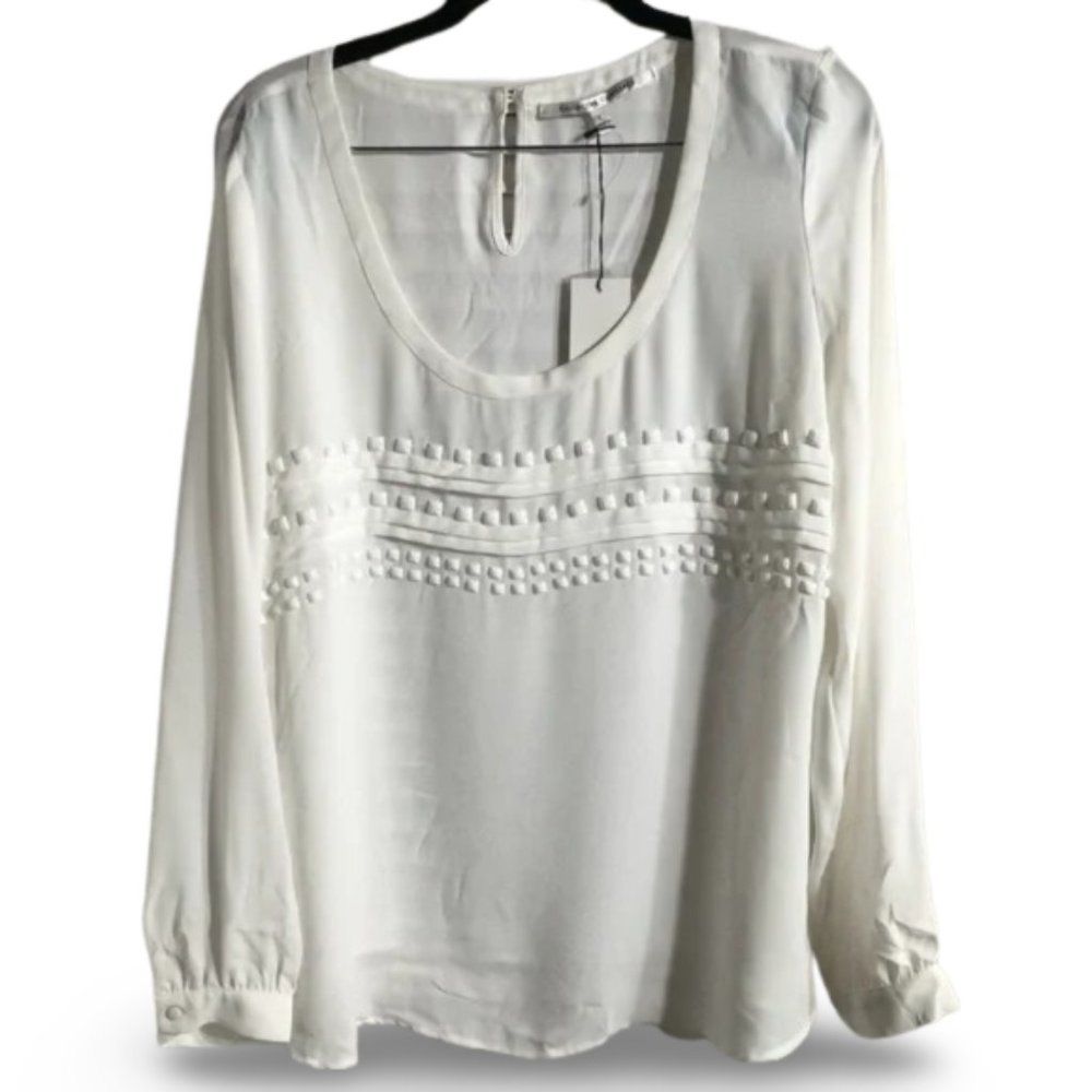 Collective Concepts White Long Sleeve Flowy Blouse Top