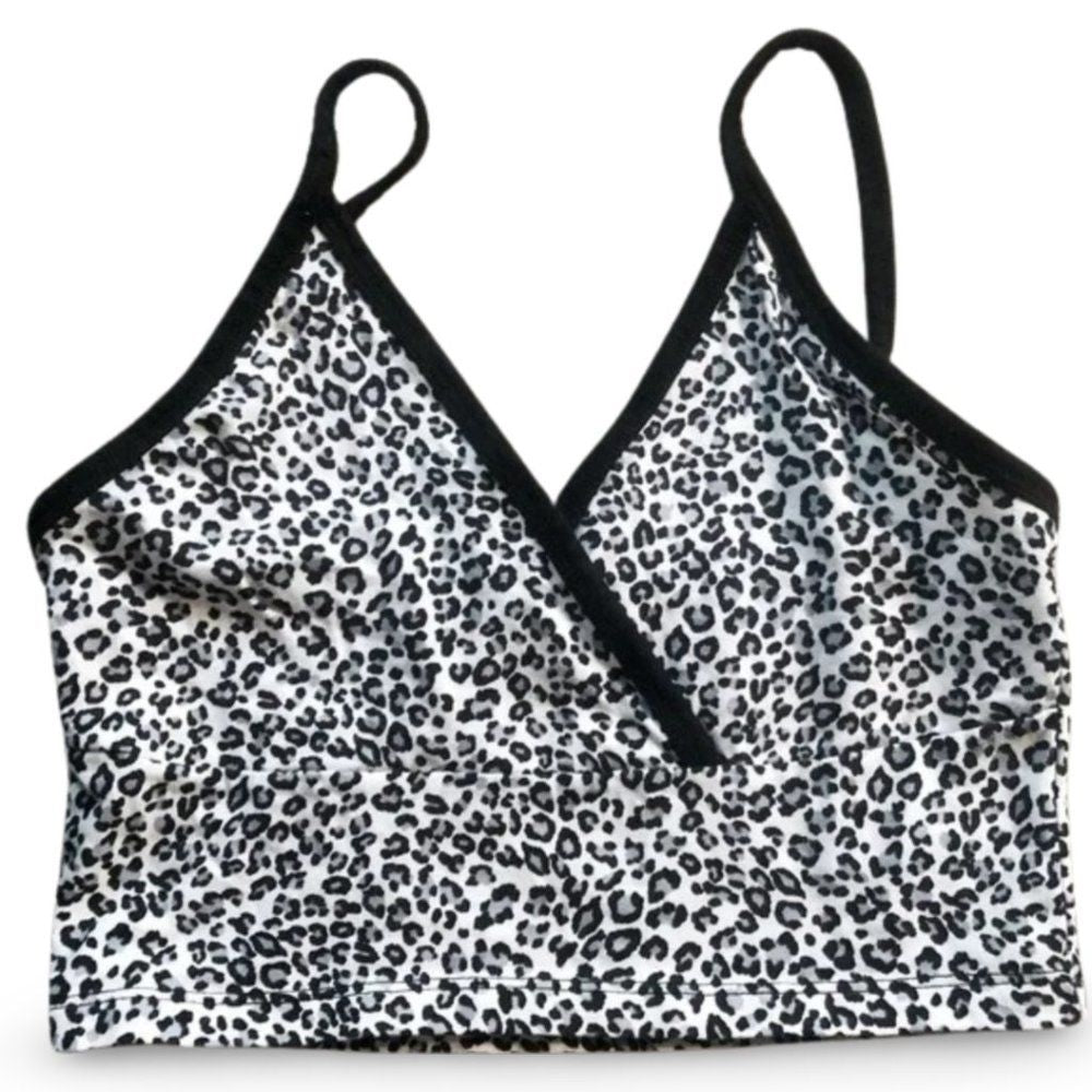 John Galt Cheetah Print Criss Cross Cropped Tank Top