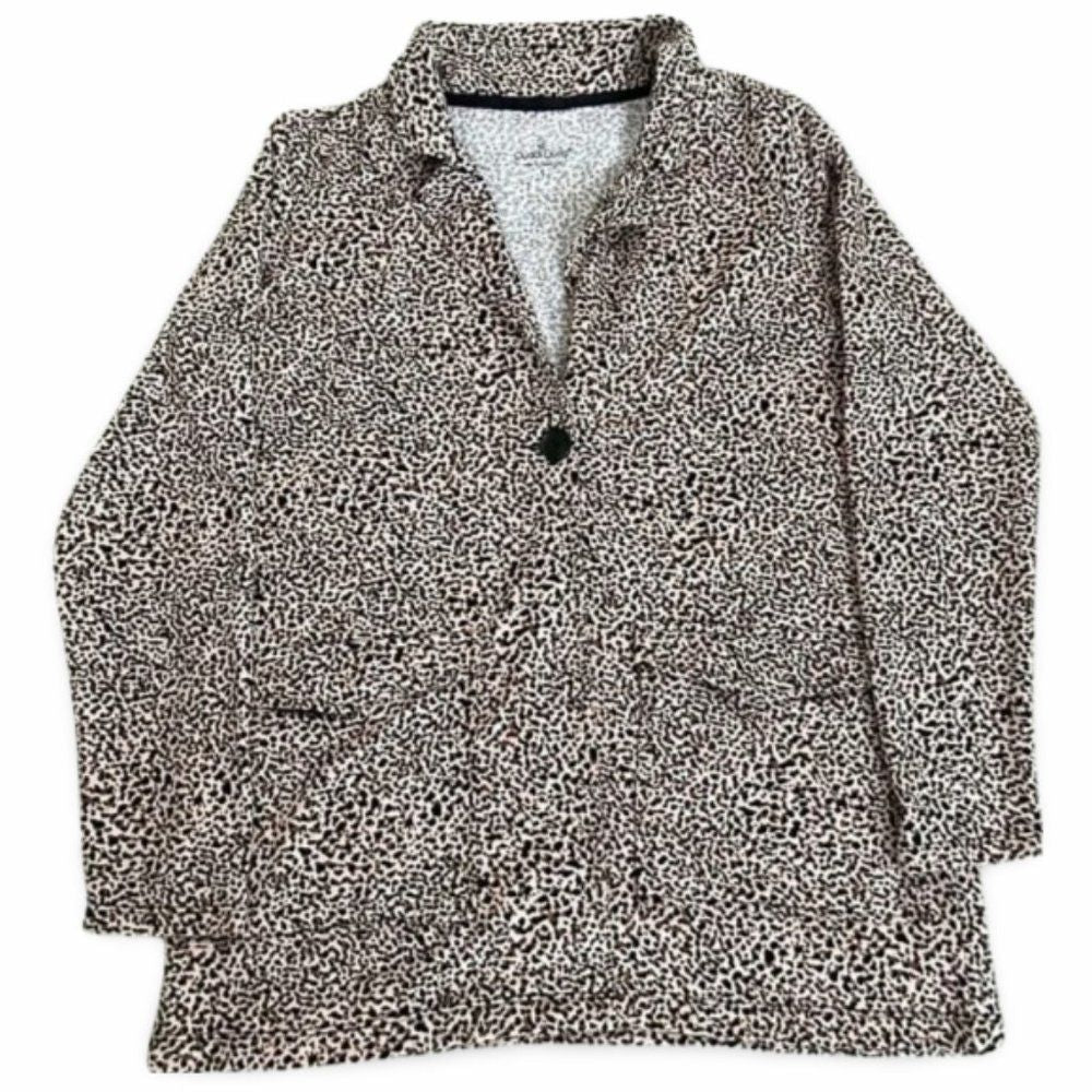 Cuddl Duds Cheetah Print Super Soft Buttoned Pocket Lounge Cardigan