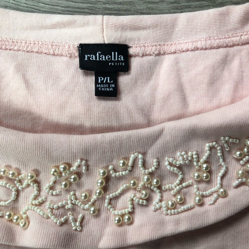 Rafaella Light Pink Pearl Neck Blouse Top