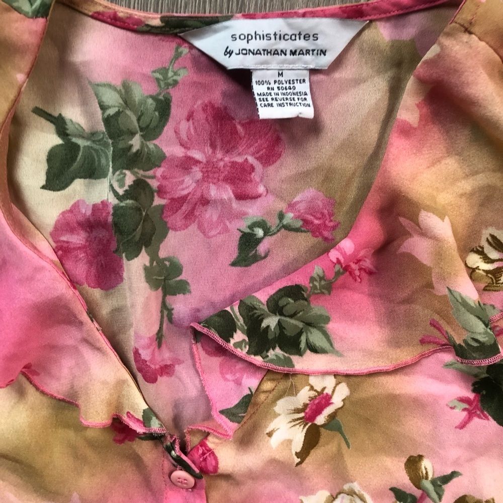 Sosphicate by Jonathan Martin Vintage Pink Floral Blouse