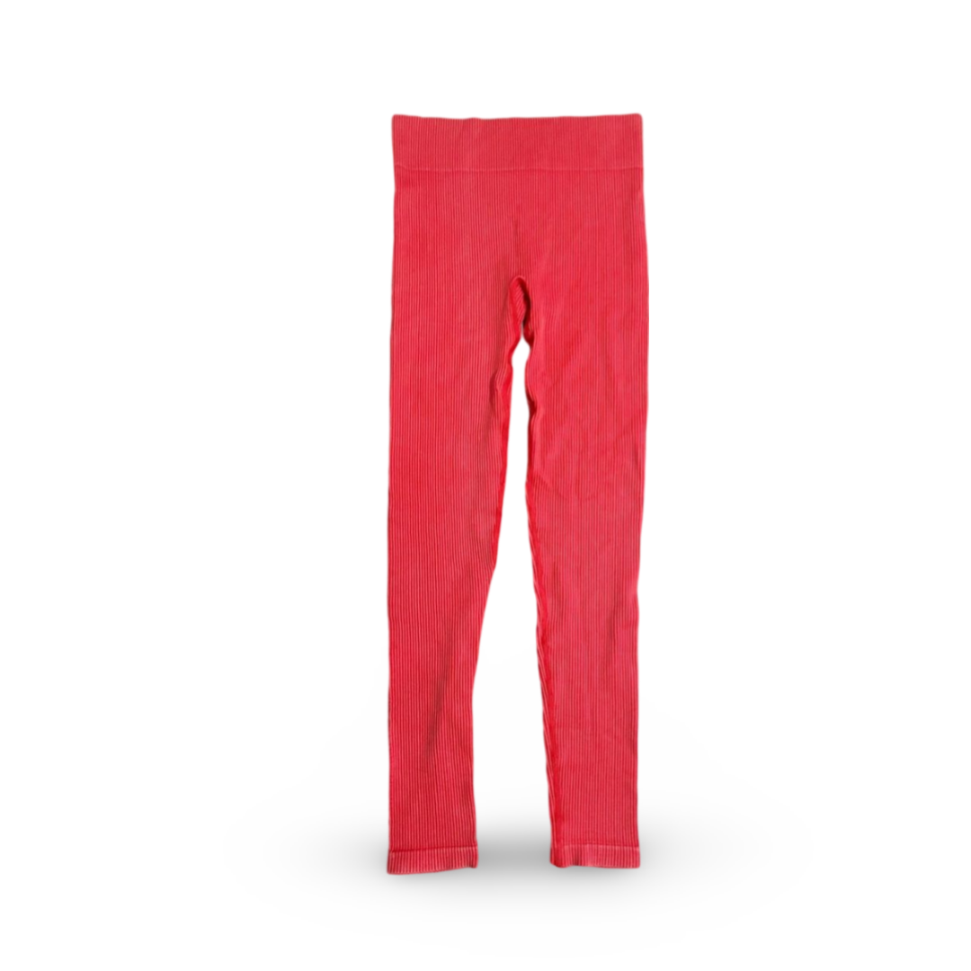 Forever 21 Red Ribbed Athletic Legging Pants