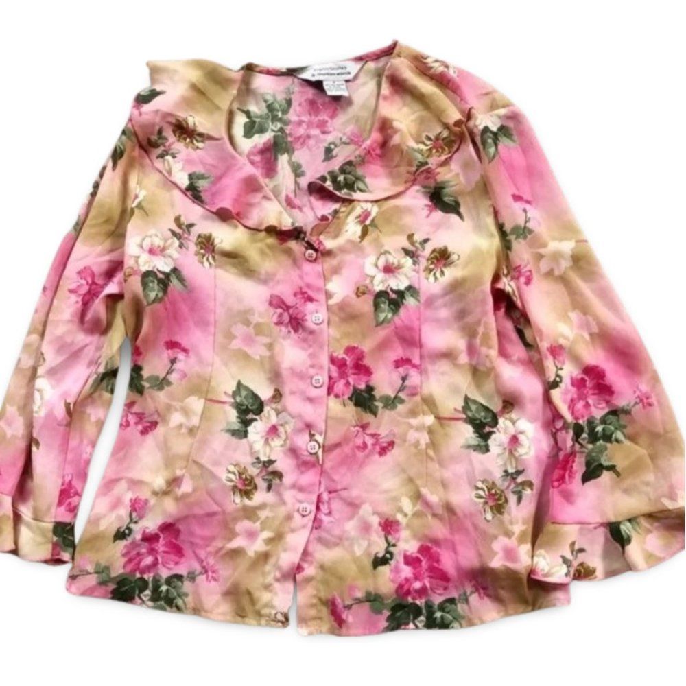 Sosphicate by Jonathan Martin Vintage Pink Floral Blouse