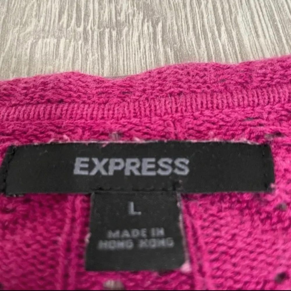 Express Knitted Pink Cropped Buttoned Cardigan