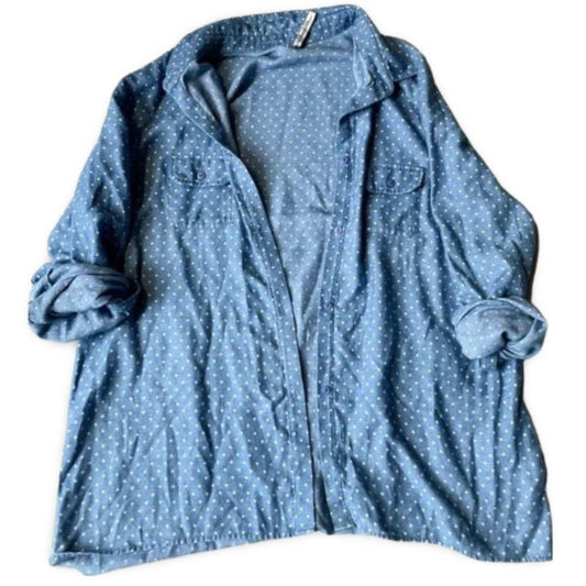 RnB Blue Casual Buttoned Blouse Shirt