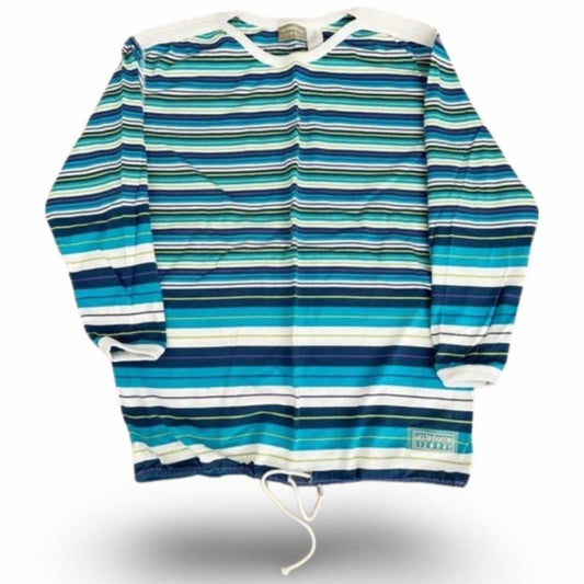 Liz Claiborne White and Blue Striped Long Athletic Wear Sweater