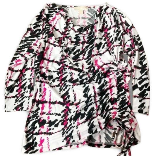 Michael Kors Pink Splatter Patterned Loose Blouse Top