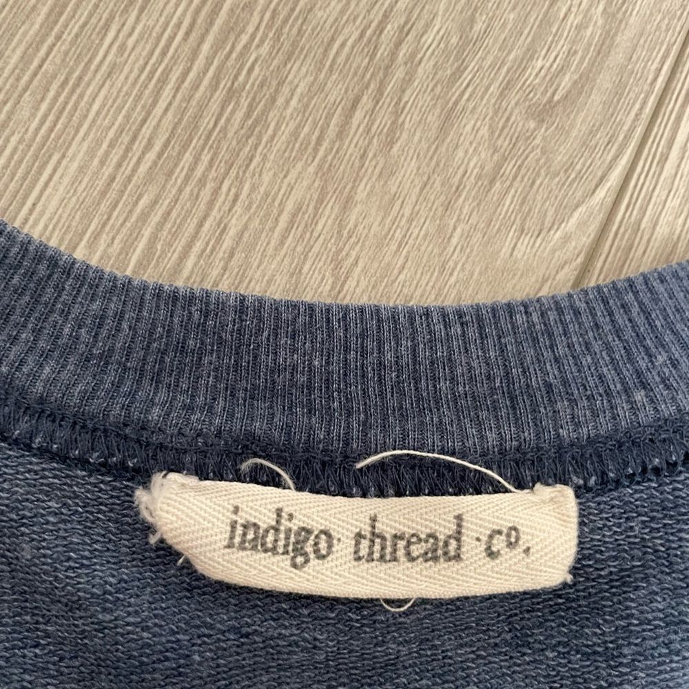 Indigo Threads Co Long Pullover Pocket Blue Sweater