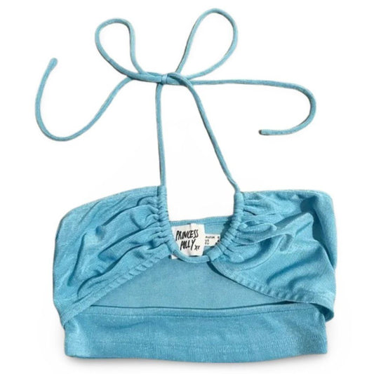 Princess Polly Blue Haltered Key Hole Cropped Top