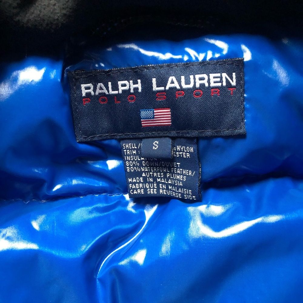 Ralph Lauren Black and Blue Glossy Puffer Coat Jacket