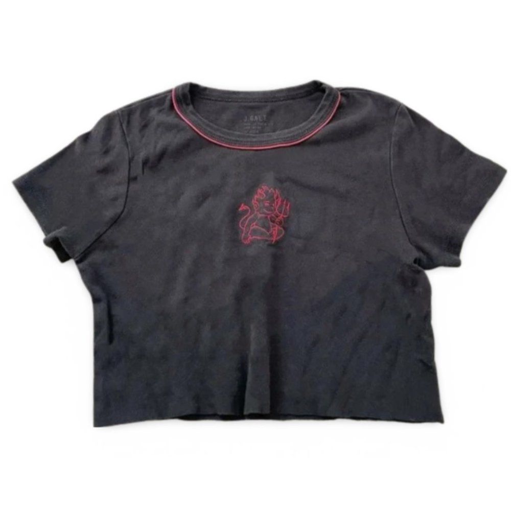 John Galt Black Cropped Baby Devil Baby Tee Shirt