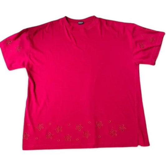 Honors Plus Size Red Short Sleeve Floral Shirt