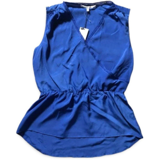 Collective Concepts Navy Blue Short Sleeve Peplum Blouse Top