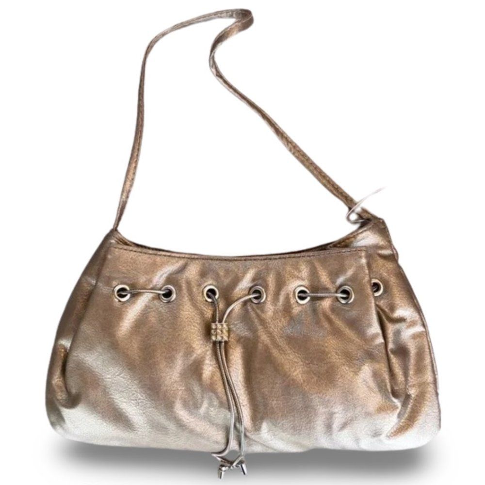 Steve Madden NWT Shiny Golden Mini Front Tie Hand Bag Purse