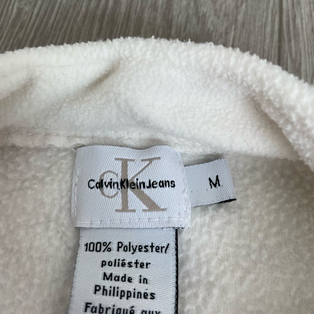 Calvin Klein White Fleece Zip Up Jacket