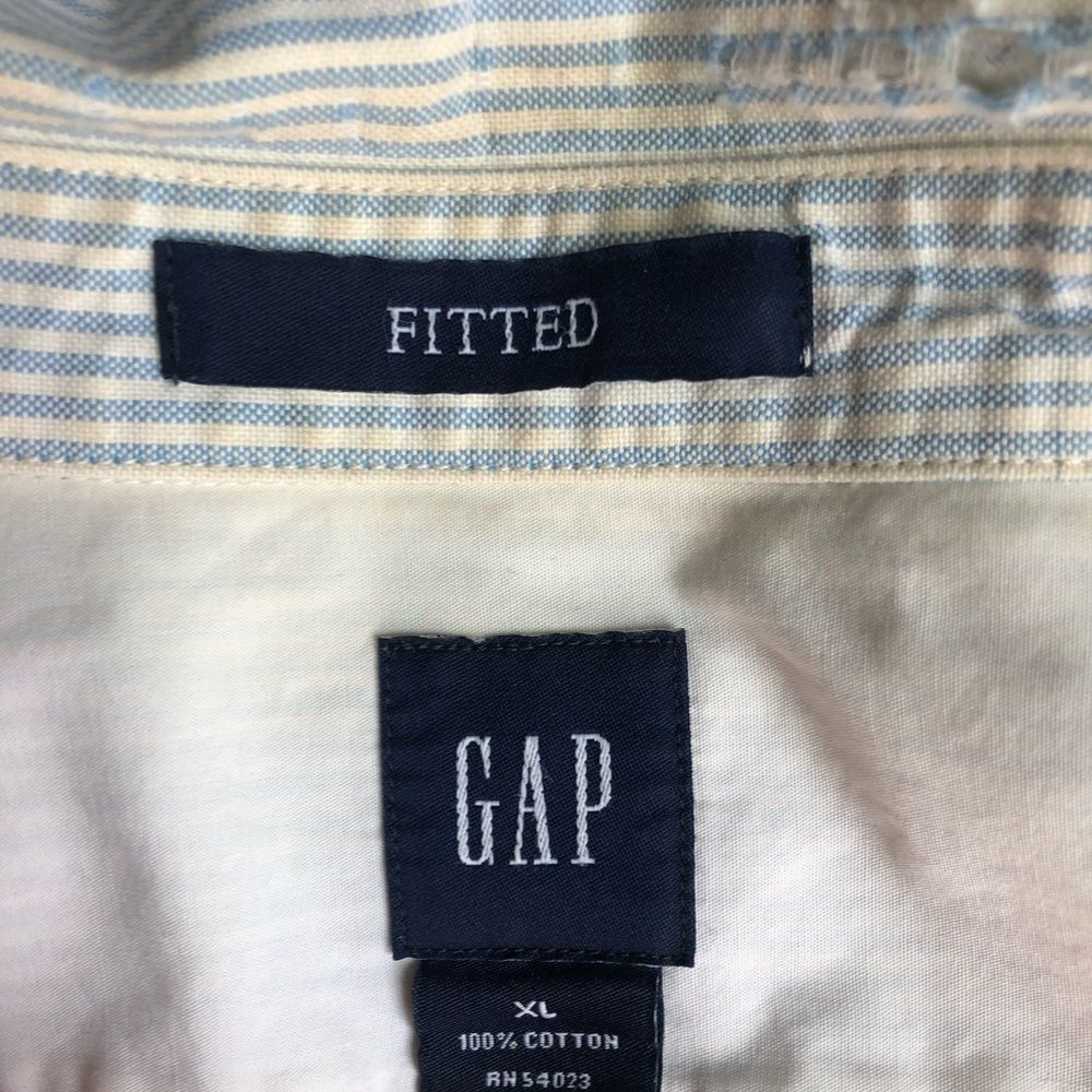 Gap Striped Button Down Casual Blue Dress Shirt