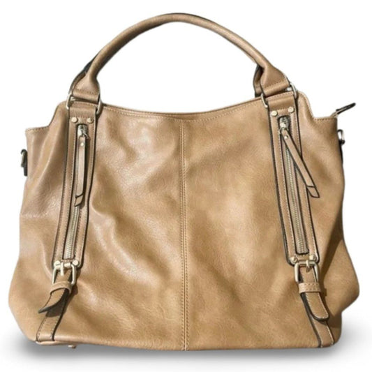 H&M Tan Zipper Large Hand Held Bag Purse