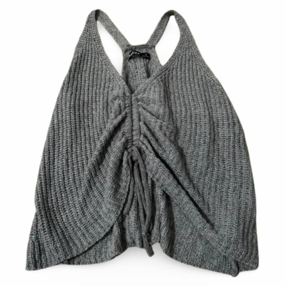 Aster Haltered Grey Knitted Tank Top