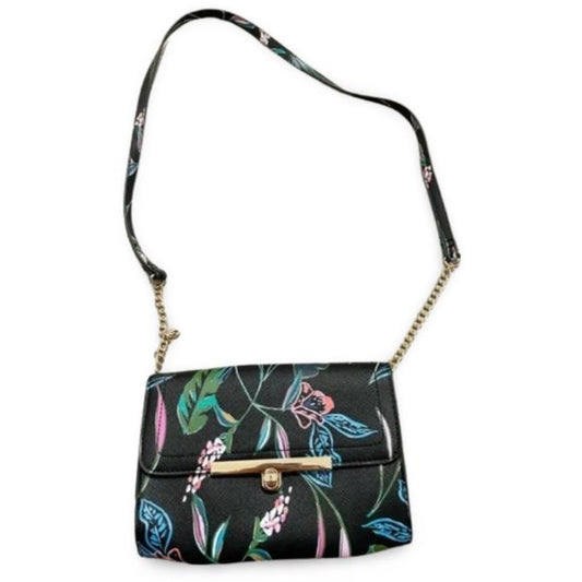 A New Day Black Floral Crossbody Bag Purse