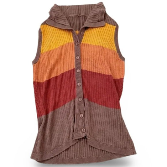 Bershka Warm Tone Knitted Buttoned Sweater Vest Top