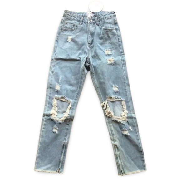 Princess Polly NWT Blue Ripped Distressed Denim Jeans