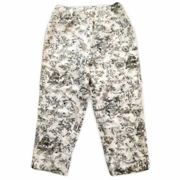 Allison Taylor Royal Floral Beige Casual Pants