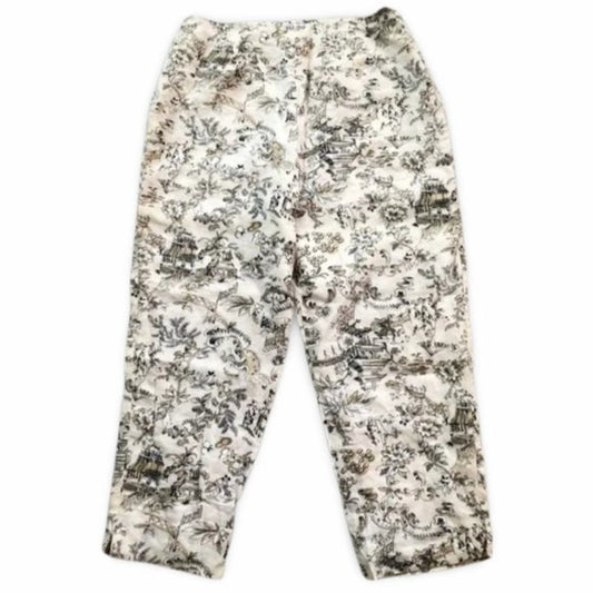 Allison Taylor Royal Floral Beige Casual Pants