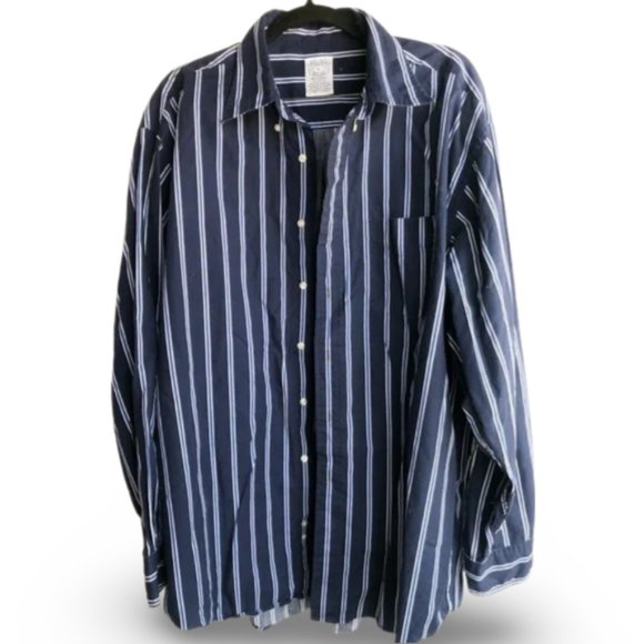 Brooks Brother Navy Blue Striped Long Sleeve Dress Shirt