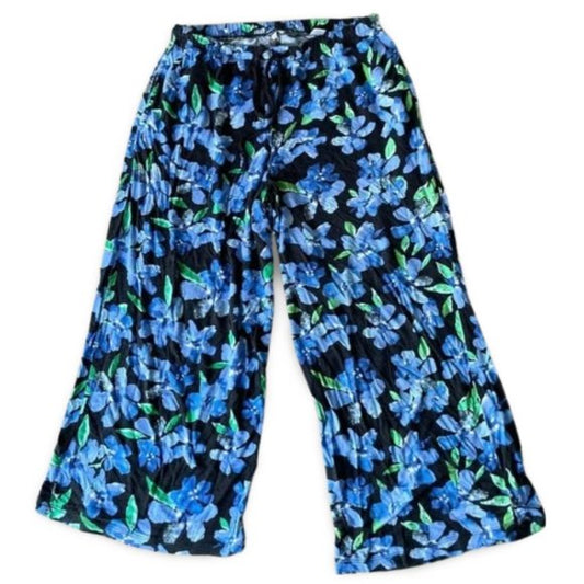 Aeropostle Black Floral Blue Loose Pajama Pants