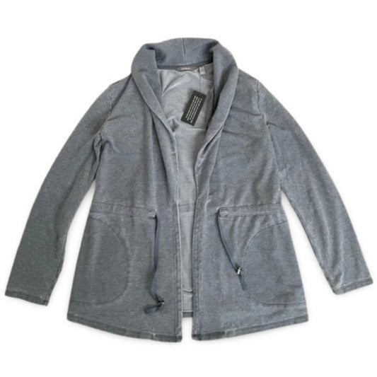 Anybody Grey Soft Zip Up Cinched Waist Distressed Designed Jacket