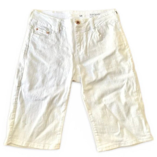 !IT White Tiffany Long Rider Denim Bermuda Shorts