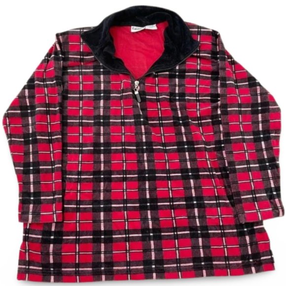 Capacity Plaid Red Quarter Zip Sweater