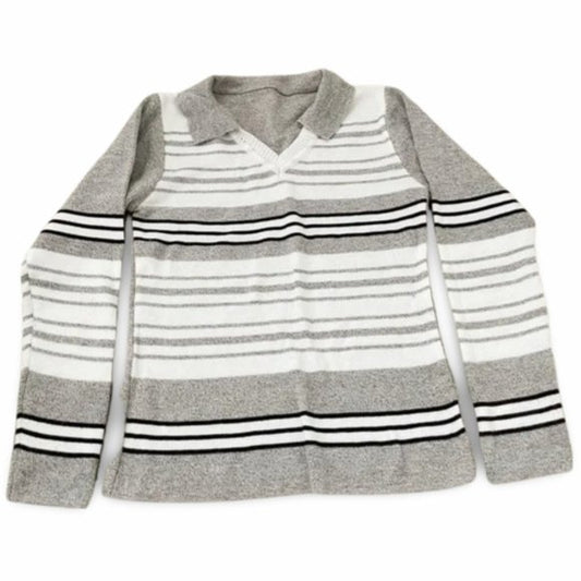 Macy’s Grey and White Striped Sweater Top