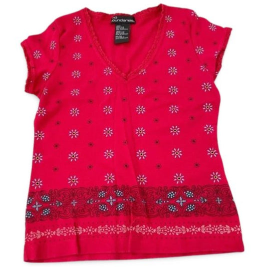 No Boundaries Red Short Sleeve Paisley Shirt Top