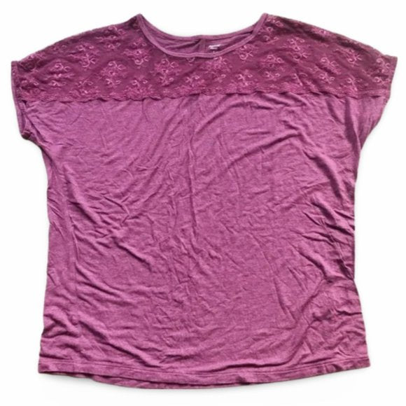 Apt. 9 Purple Short Sleeve Lace Top