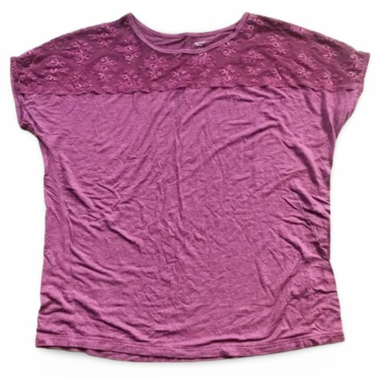 Apt. 9 Purple Short Sleeve Lace Top