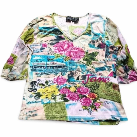 Le Mieux Multi-Graphic Y2K Mid Sleeve Top Shirt