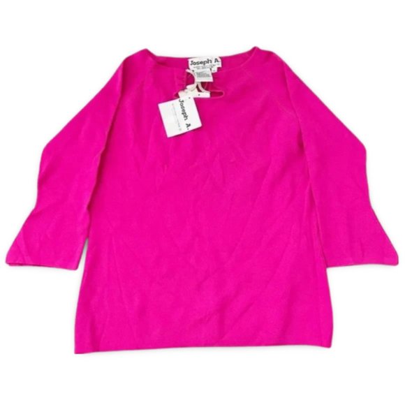 Joseph A Pink Rhinestine Neck Hole Blouse Top